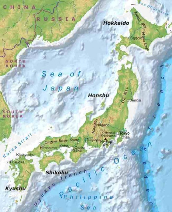 Physical Map Of Japan Japan Physical Map